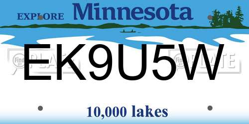EK9U5W Minnesota License Plate
