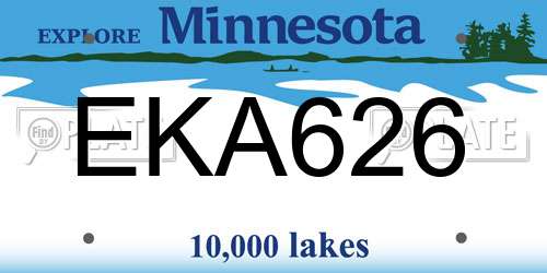 EKA626 Minnesota License Plate