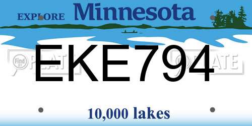 EKE794 Minnesota License Plate