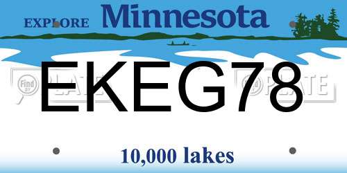 EKEG78 Minnesota License Plate