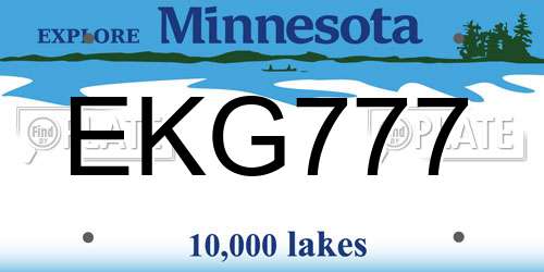 EKG777 Minnesota License Plate