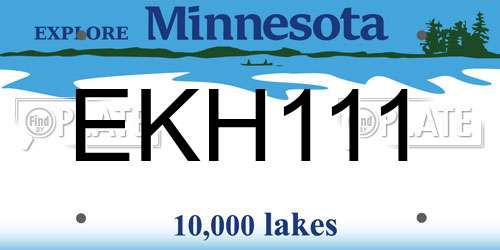 EKH111 Minnesota License Plate