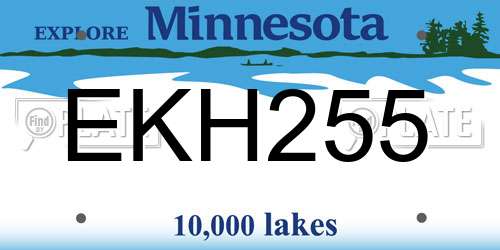 EKH255 Minnesota License Plate