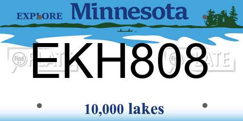 EKH808 Minnesota License Plate