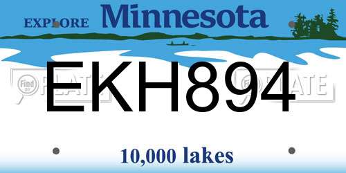 EKH894 Minnesota License Plate