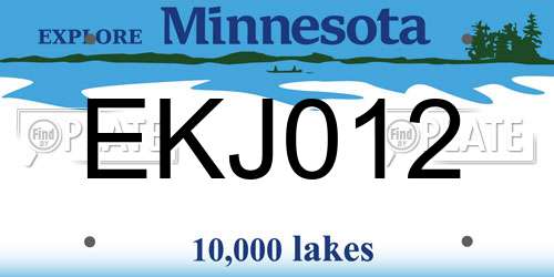 EKJ012 Minnesota License Plate