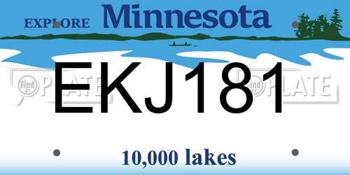 EKJ181 Minnesota License Plate