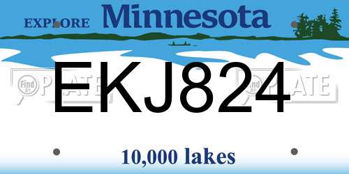 EKJ824 Minnesota License Plate