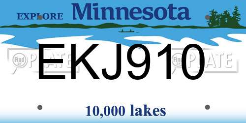 EKJ910 Minnesota License Plate