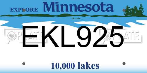 EKL925 Minnesota License Plate