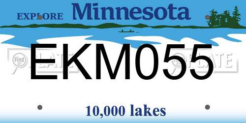 EKM055 Minnesota License Plate