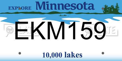 EKM159 Minnesota License Plate