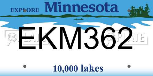 EKM362 Minnesota License Plate