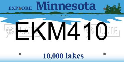 EKM410 Minnesota License Plate