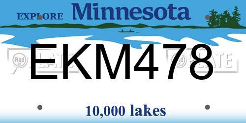 EKM478 Minnesota License Plate