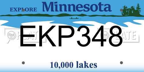 EKP348 Minnesota License Plate