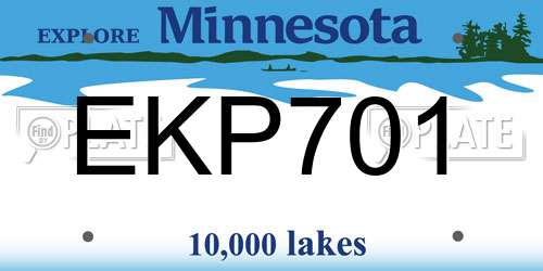 EKP701 Minnesota License Plate