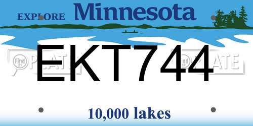 EKT744 Minnesota License Plate