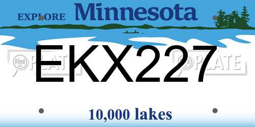 EKX227 Minnesota License Plate