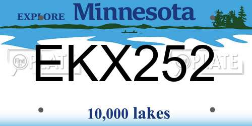 EKX252 Minnesota License Plate