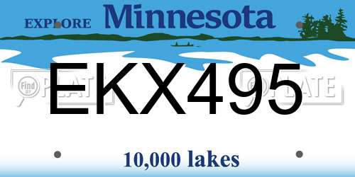 EKX495 Minnesota License Plate