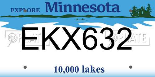 EKX632 Minnesota License Plate