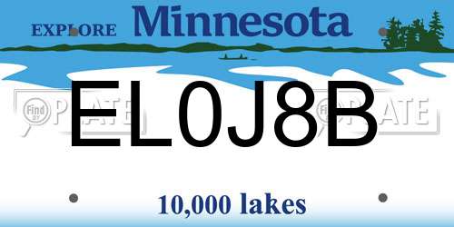 EL0J8B Minnesota License Plate