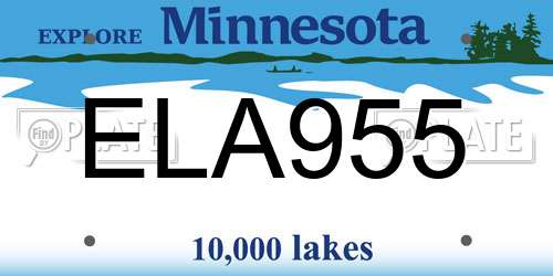 ELA955 Minnesota License Plate