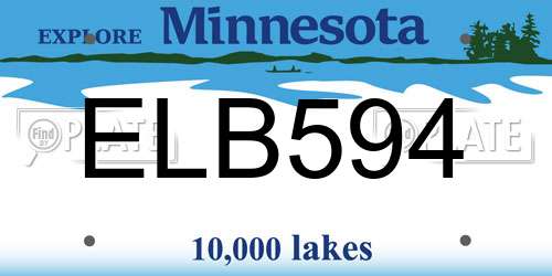 ELB594 Minnesota License Plate