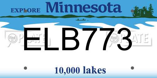 ELB773 Minnesota License Plate