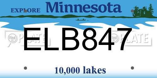 ELB847 Minnesota License Plate