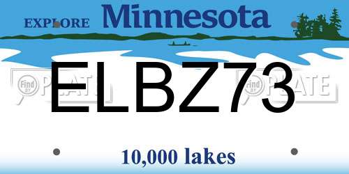 ELBZ73 Minnesota License Plate