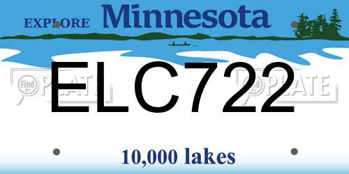 ELC722 Minnesota License Plate