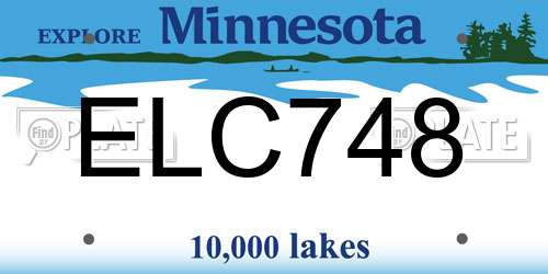 ELC748 Minnesota License Plate
