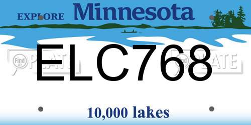 ELC768 Minnesota License Plate
