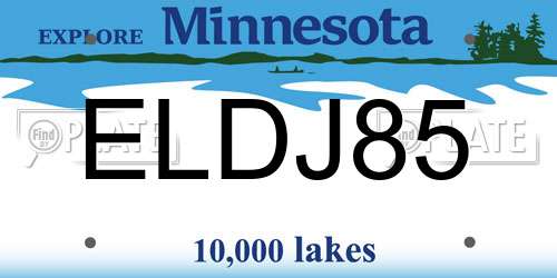 ELDJ85 Minnesota License Plate