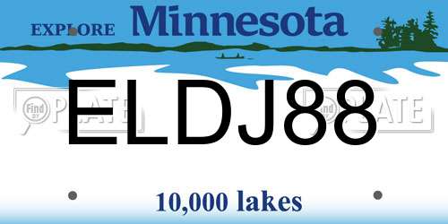 ELDJ88 Minnesota License Plate