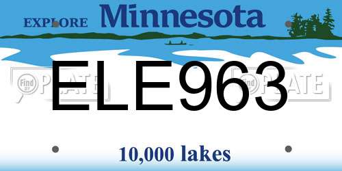 ELE963 Minnesota License Plate