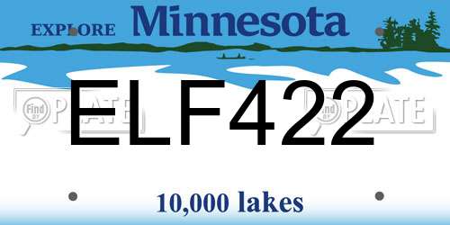 ELF422 Minnesota License Plate