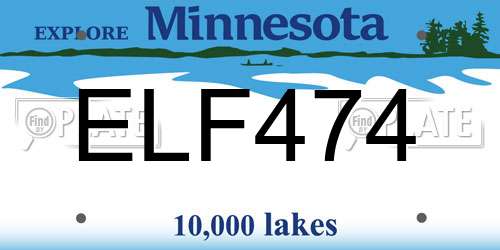 ELF474 Minnesota License Plate