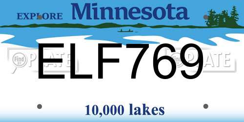 ELF769 Minnesota License Plate
