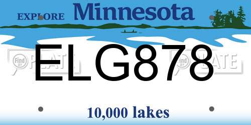 ELG878 Minnesota License Plate