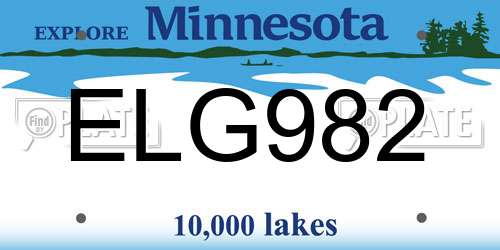 ELG982 Minnesota License Plate