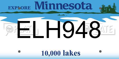 ELH948 Minnesota License Plate