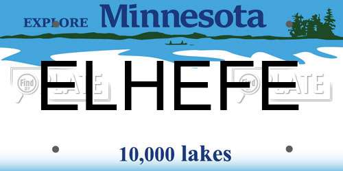 ELHEFE Minnesota License Plate