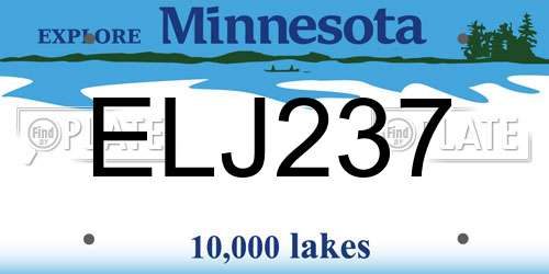 ELJ237 Minnesota License Plate