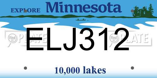 ELJ312 Minnesota License Plate