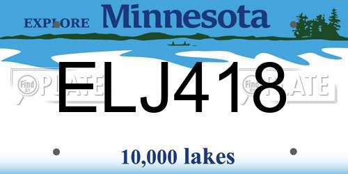 ELJ418 Minnesota License Plate