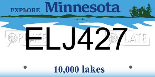 ELJ427 Minnesota License Plate