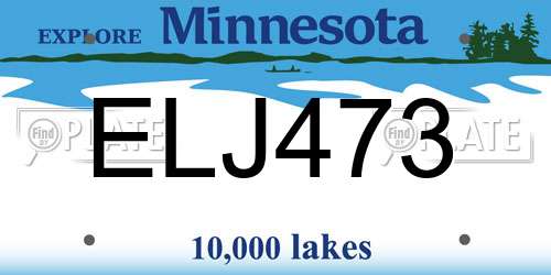 ELJ473 Minnesota License Plate